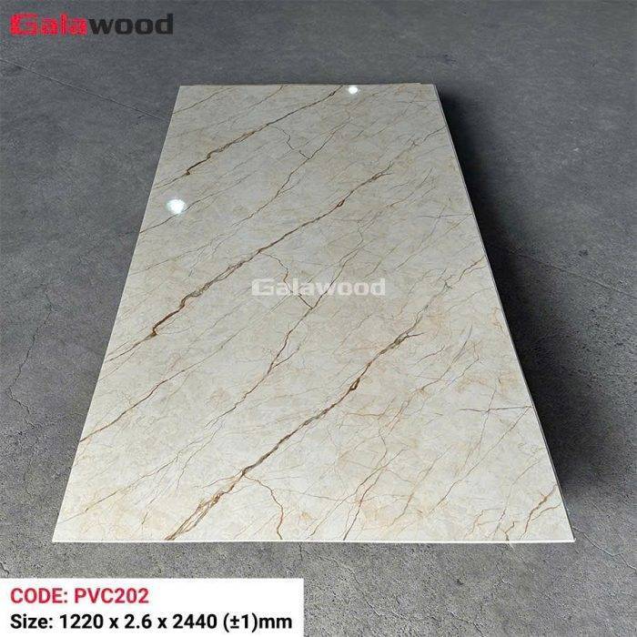 Ốp tường PVC vân đá Kem nhạt PVC202 Galawood