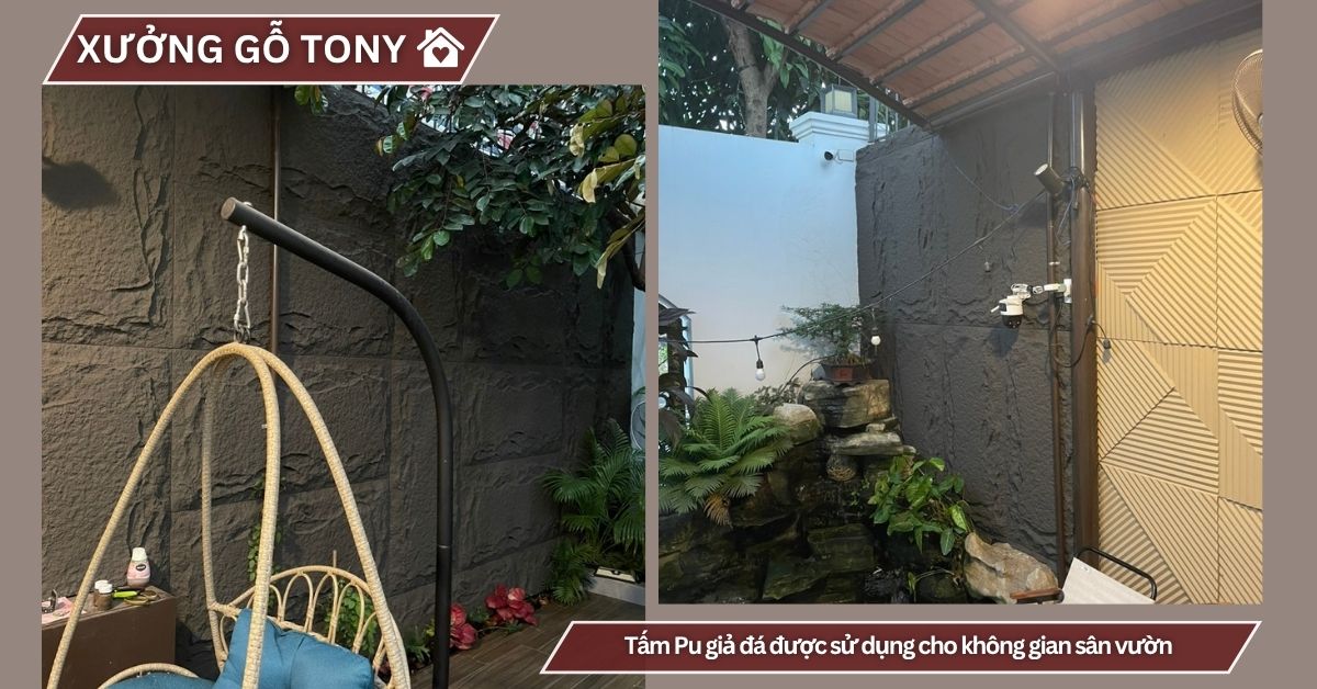 Tấm Pu giả đá được sử dụng cho không gian sân vườn