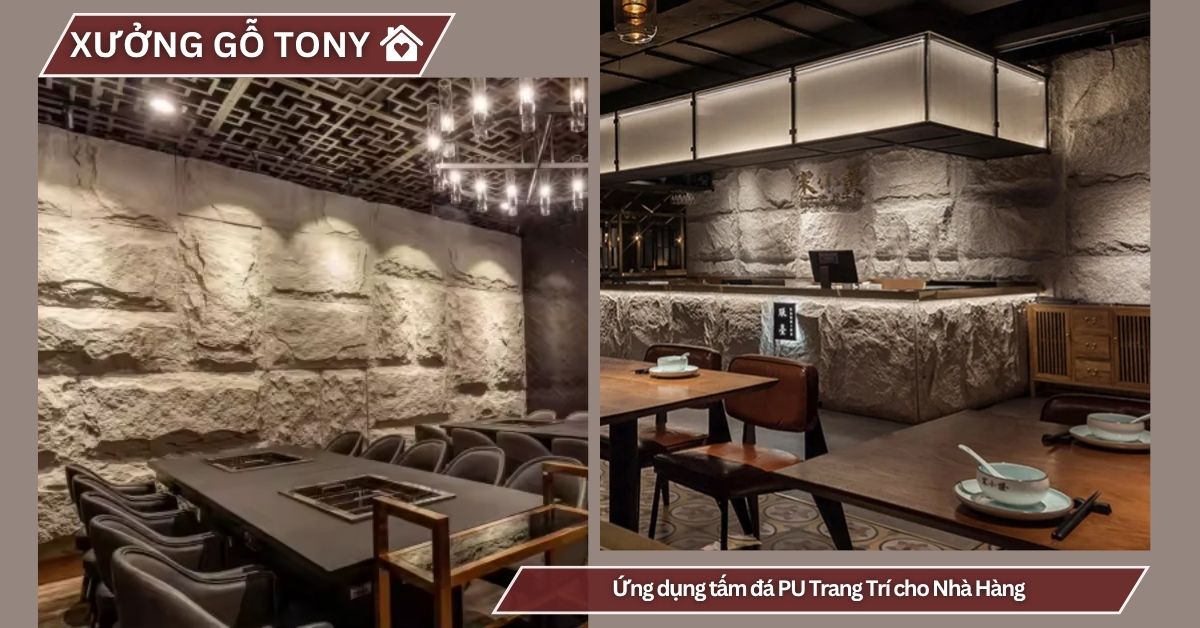 Ứng dụng của tấm PU giả đá được sử dụng rộng rãi trong các không gian thương mại.