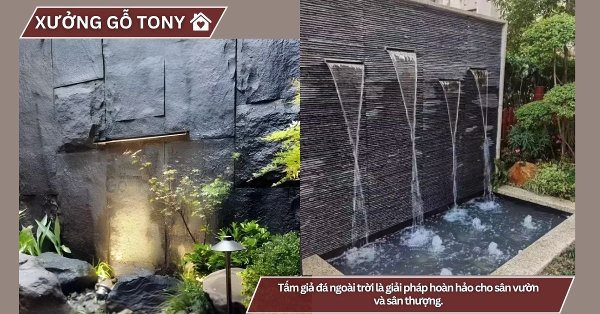 Tấm giả đá ngoài trời là giải pháp hoàn hảo cho sân vườn và sân thượng. 