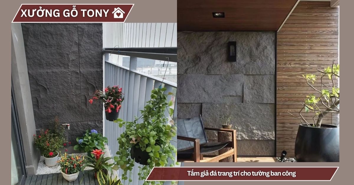 Tấm giả đá trang trí cho tường ban công