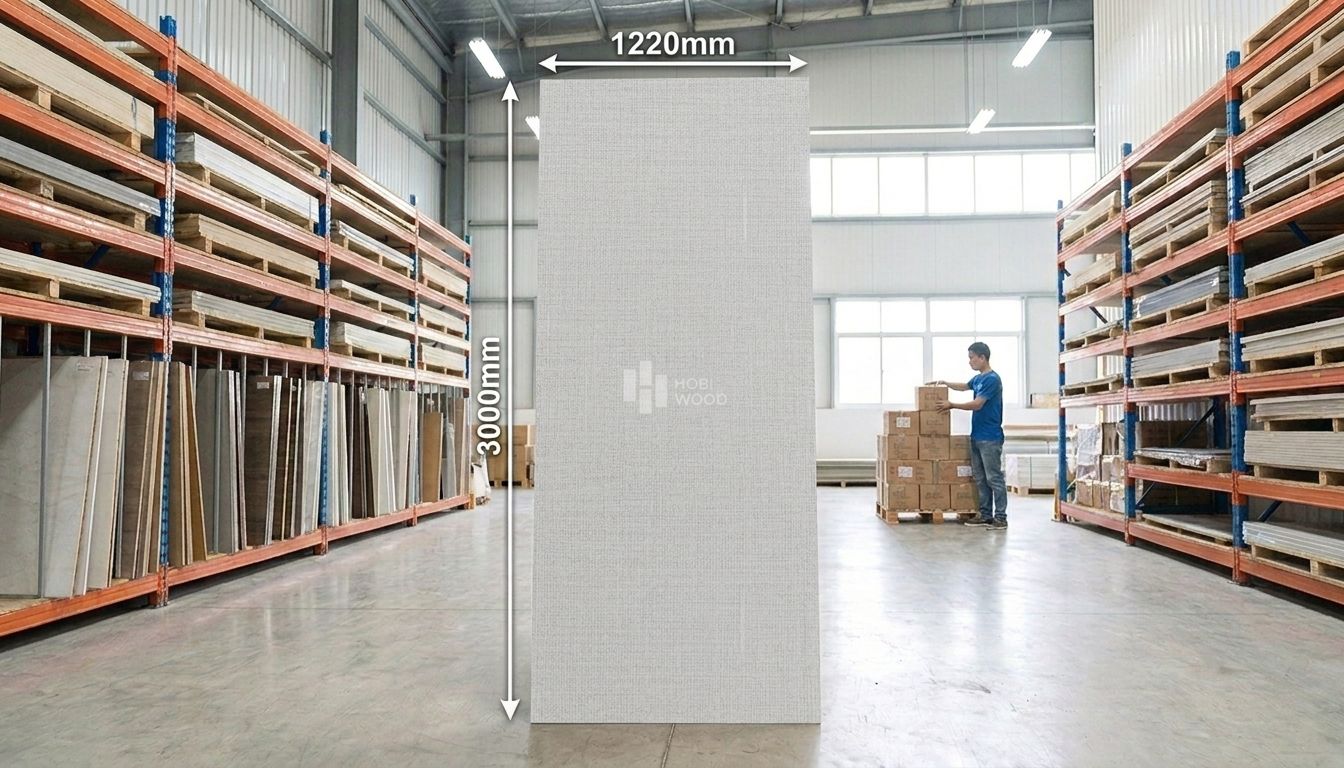 Tấm Ốp Than Tre Vân Vải HB404 - Màu Xám Trắng