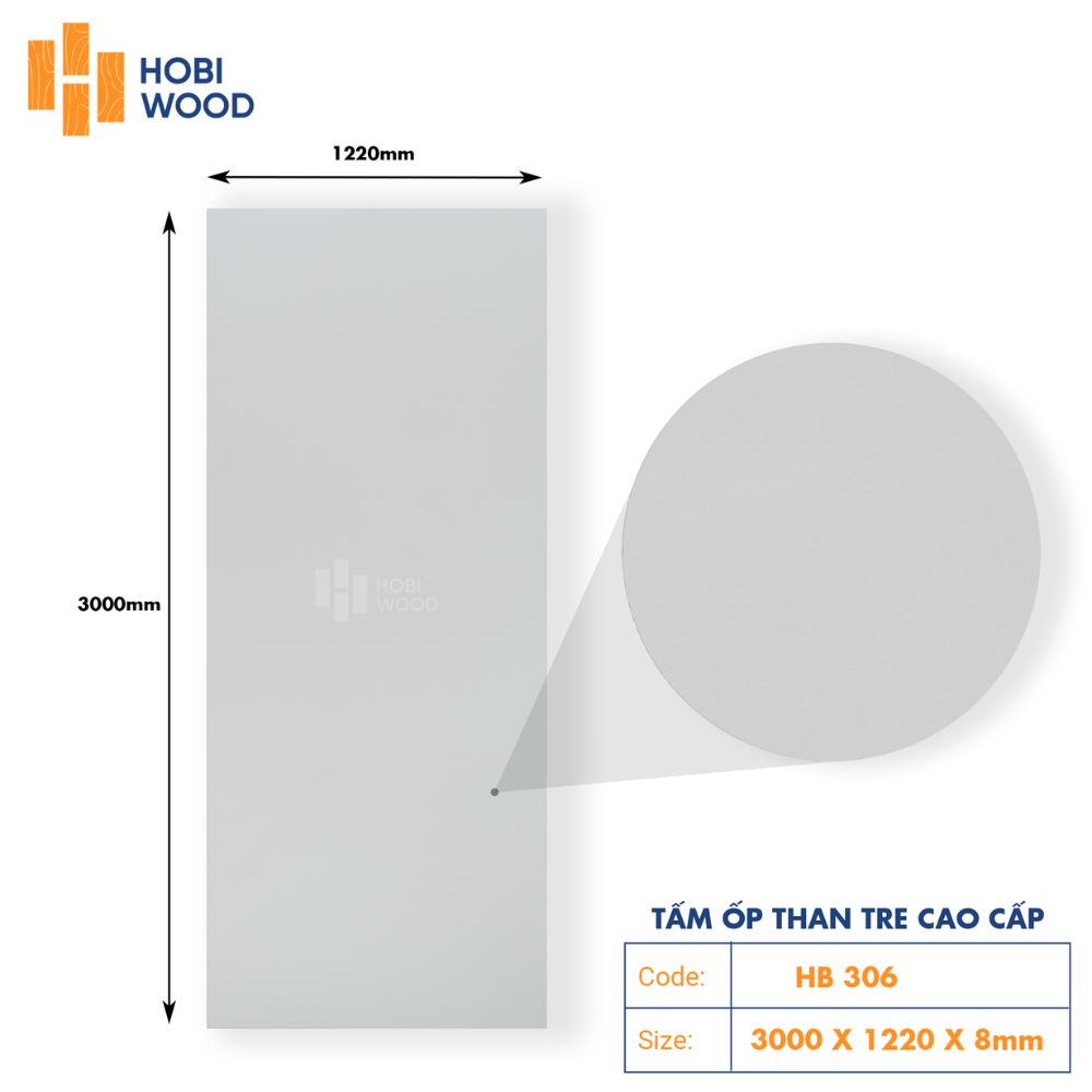 Tấm Ốp Than Tre Đơn Sắc HB306 - Màu Xám Nhạt