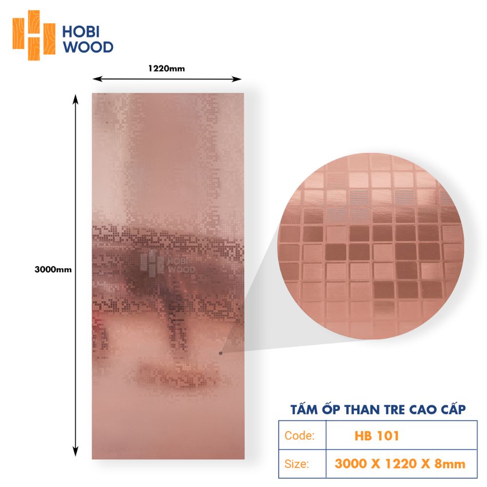Tấm Ốp Than Tre Mosaic HB101 - Màu Hồng 1 Tấm Ốp Than Tre Mosaic HB101 - Màu Hồng