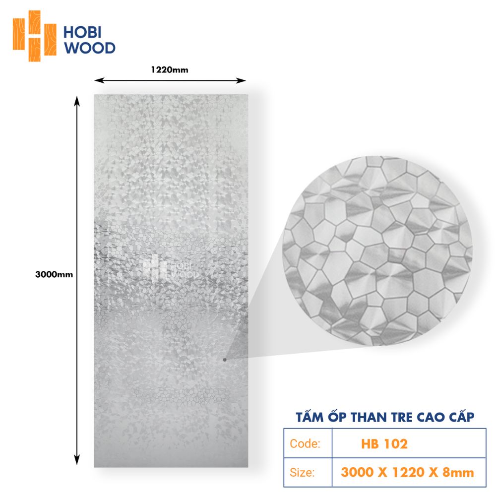 Tấm Ốp Than Tre Mosaic HB102 – Màu Xám Bạc 1 Tấm Ốp Than Tre Mosaic HB102 – Màu Xám Bạc