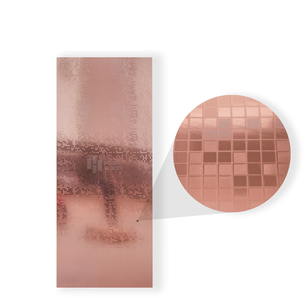 Tấm Ốp Than Tre Mosaic HB101 - Màu Hồng 2 Tấm Ốp Than Tre Mosaic Hồng Đồng Rose Gold Cao Cấp Hobi Wood HB101 3000x1220x8mm