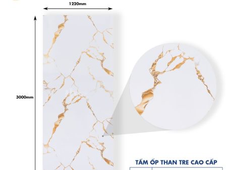 Tấm Ốp Than Tre Vân Đá Marble HB204 - Màu Trắng Vân Vàng Đồng HB204