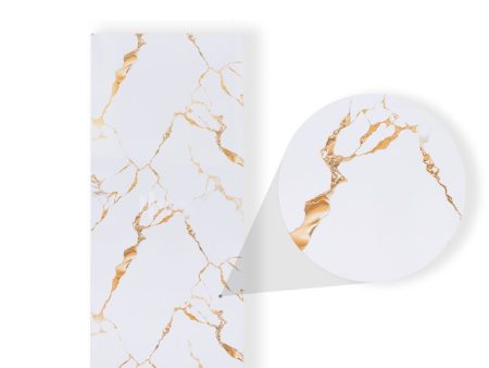 Tấm Ốp Than Tre Vân Đá Marble HB204 - Màu Trắng Vân Vàng Đồng HB204 3 Tấm Ốp Than Tre Marble Trắng Vân Vàng Đồng 3D Liquid Gold Hobi Wood HB204 3000x1220x8mm