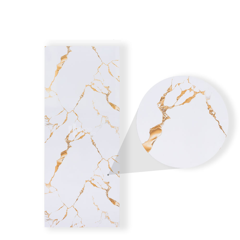 Tấm Ốp Than Tre Vân Đá Marble HB204 - Màu Trắng Vân Vàng Đồng HB204 2 Tấm Ốp Than Tre Marble Trắng Vân Vàng Đồng 3D Liquid Gold Hobi Wood HB204 3000x1220x8mm