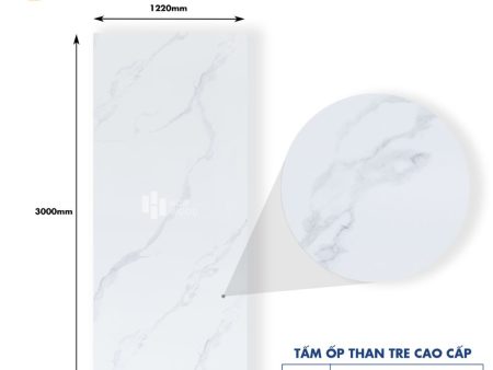 Tấm ốp than tre vân đá marble trắng HB201