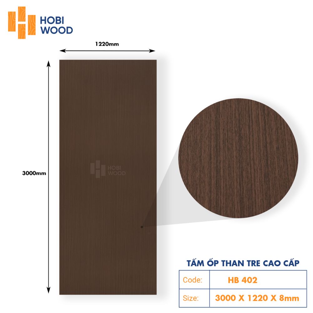 Tấm Ốp Than Tre Vân Gỗ HB402 - Màu Nâu Walnut 1 Tấm Ốp Than Tre Vân Gỗ HB402 - Màu Nâu Walnut