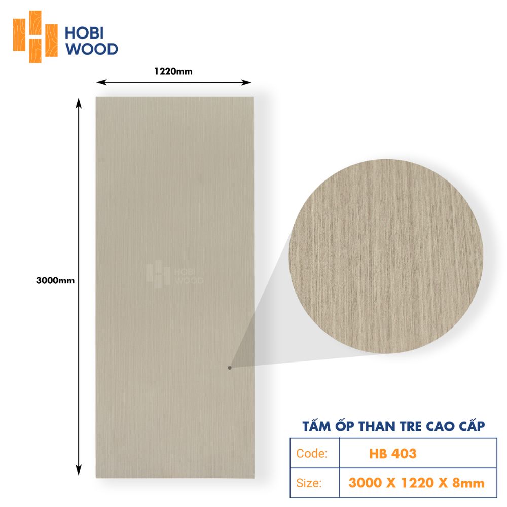 Tấm Ốp Than Tre Vân Gỗ HB403 - Màu Xám Be 1 Tấm Ốp Than Tre Vân Gỗ HB403 - Màu Xám Be