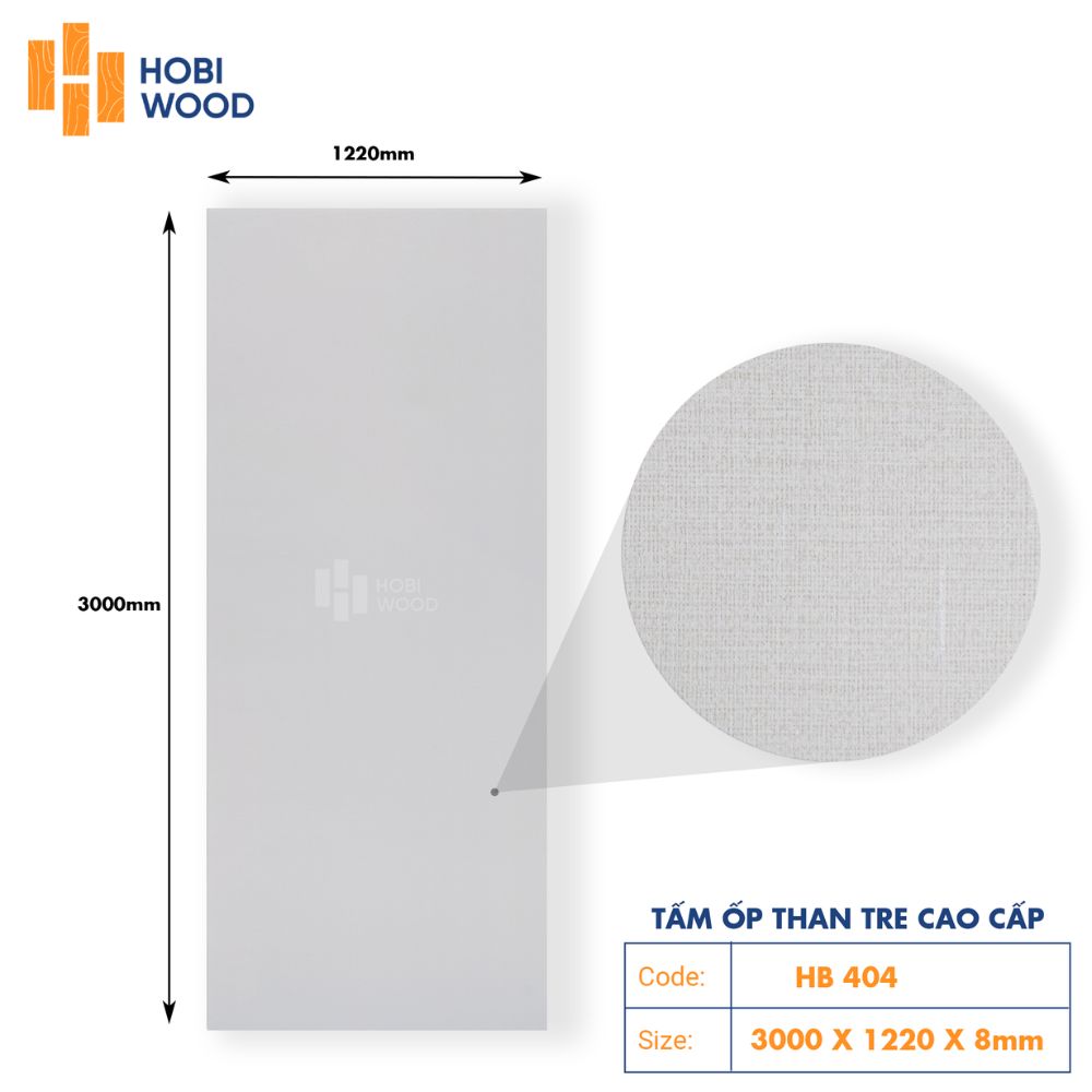 Tấm Ốp Than Tre Vân Vải HB404 - Màu Xám Trắng 1 Tấm Ốp Than Tre Vân Vải HB404 - Màu Xám Trắng