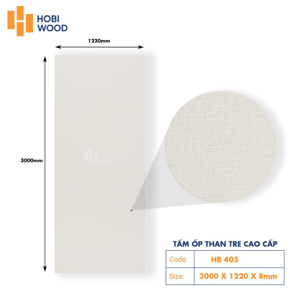 Tấm Ốp Than Tre Vân Vải HB405 - Gam màu kem sáng 1 Tấm Ốp Than Tre Vân Vải HB405 - Gam màu kem sáng